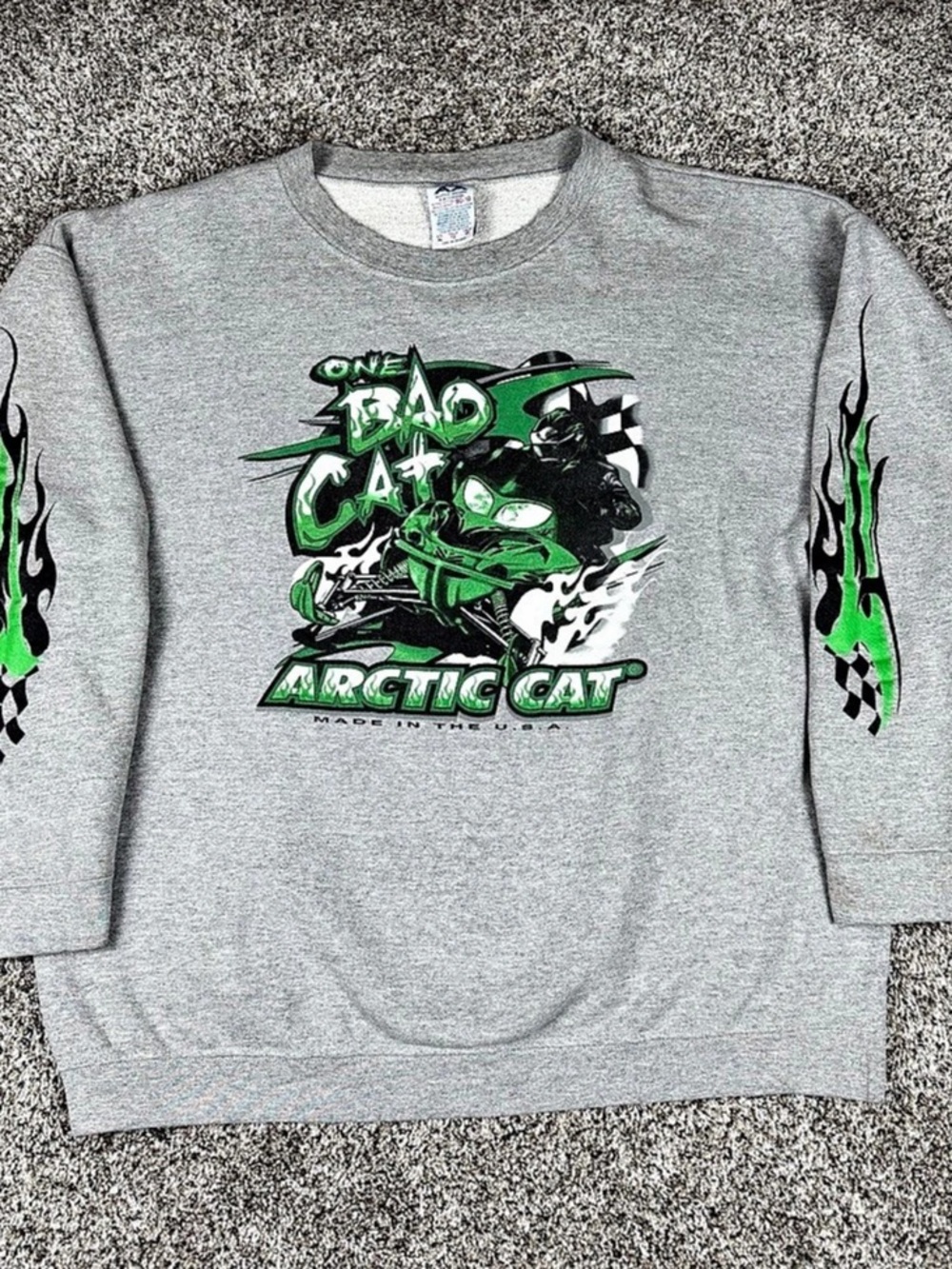 Vintage Sz XL Men’s Alstyle Apparel Arctic Cat One Bad Cat Graphic Crewneck Grey